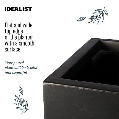 IDEALIST Lite Square Box Contemporary Light Concrete Planter Set